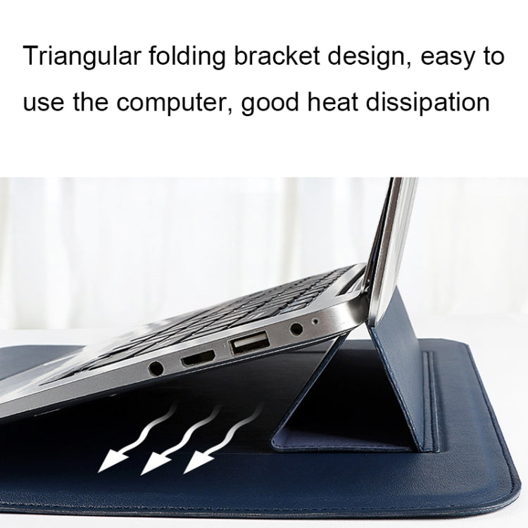 PU08DZ Leather Laptop Liner Bag with Stand Function, Size: 14.1-15.4 inches(Cowhide Yellow) by buy2fix