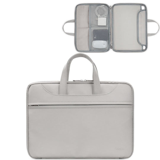 Baona BN-Q006 Sac à main pour ordinateur portable à ouverture complète en cuir PU pour 11/12 pouces (gris)