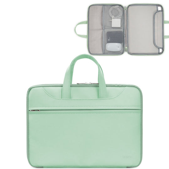 Baona BN-Q006 Sac à main pour ordinateur portable à ouverture complète en cuir PU pour 13/13,3 pouces (vert clair)