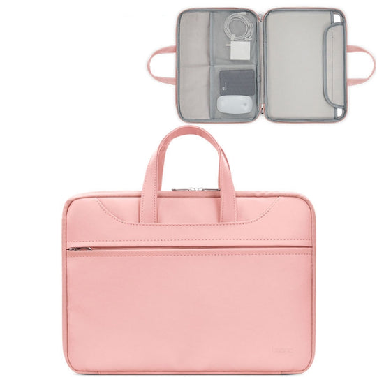 Baona BN-Q006 Sac à main pour ordinateur portable à ouverture complète en cuir PU pour 13/13,3 pouces (rose)