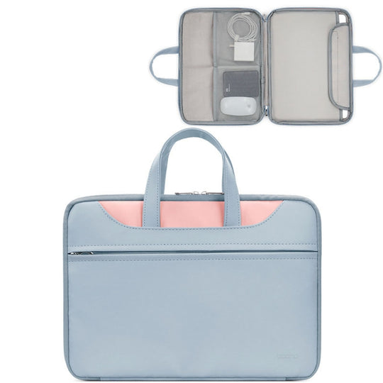 Baona BN-Q006 Sac à main pour ordinateur portable à ouverture complète en cuir PU pour 13/13,3 pouces (bleu ciel + rose)