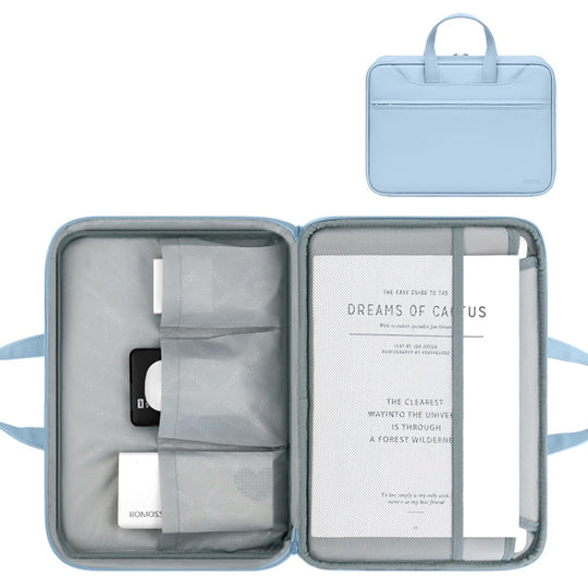 Baona BN-Q006 Sac à main pour ordinateur portable à ouverture complète en cuir PU pour 13/13,3 pouces (bleu ciel épais)