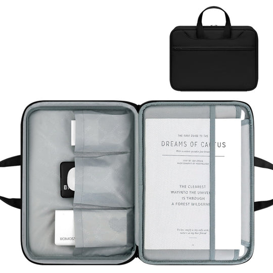 Baona BN-Q006 Sac à main pour ordinateur portable à ouverture complète en cuir PU pour 13/13,3 pouces (noir épais)