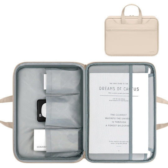 Baona BN-Q006 Sac à main pour ordinateur portable à ouverture complète en cuir PU pour 13/13,3 pouces (couleur abricot clair épaissir)