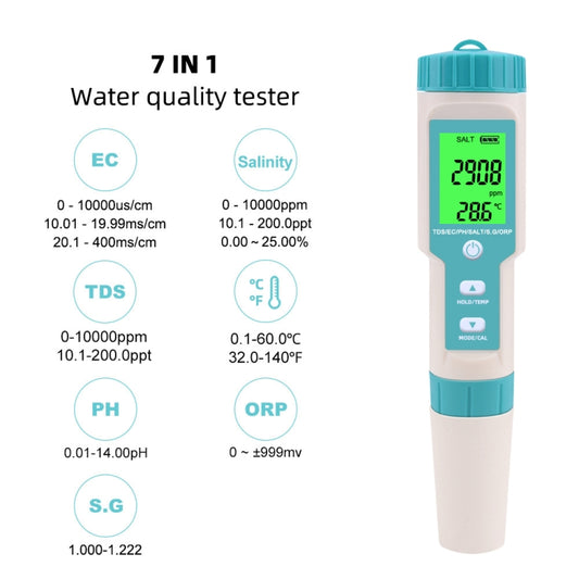 C-600A 7 In 1 Temperature/Salinity/PH/TDS/EC/ORP/SG Monitoring Pen(without Battery and Powder) - PH & Moisture Meter by buy2fix | Online Shopping UK | buy2fix