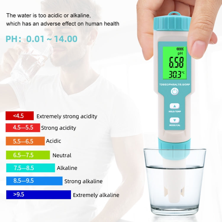 C-600A 7 In 1 Temperature/Salinity/PH/TDS/EC/ORP/SG Monitoring Pen(without Battery and Powder) - PH & Moisture Meter by buy2fix | Online Shopping UK | buy2fix