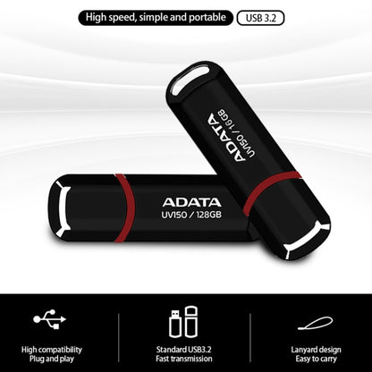 ADATA UV150 High Speed USB3.1 Business USB Flash Drive, Capacity: 128GB(Black) - USB Flash Drives by ADATA | Online Shopping UK | buy2fix