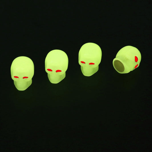 1 Sets Car Tire Luminous Valve Cap Motorcycle Skull Valve Core Cap (Yellow) - Tire Valve Caps by buy2fix | Online Shopping UK | buy2fix