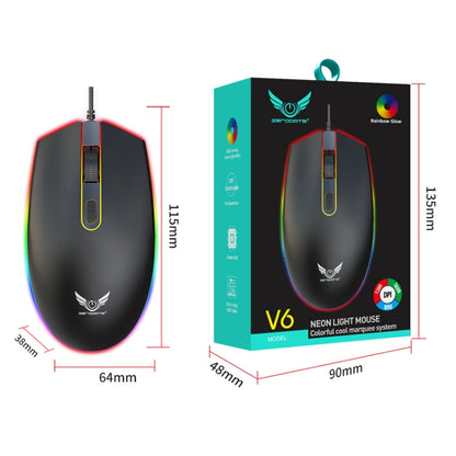 Zerodate V6 4 Keys 1600DPI Game Colorful RGB Marquee USB Wired Mouse, Cable Length: 1.35m(Black) by buy2fix