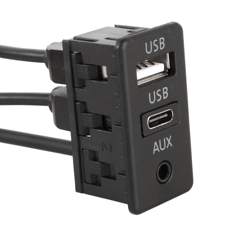 Car Universal Modification USB +Type-C+AUX Interface Charging Seat - DIY Cables by buy2fix | Online Shopping UK | buy2fix