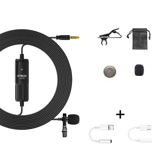 Microphone filaire SYNCO S8 Lavalier Live, spécifications : noir + Type-C + 8 broches