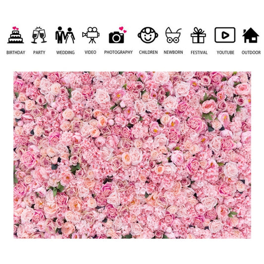 2.1m X 1.5m Pink Rose Wall Background Festive Party Photography Cloth - Valentines Day by buy2fix | Online Shopping UK | buy2fix