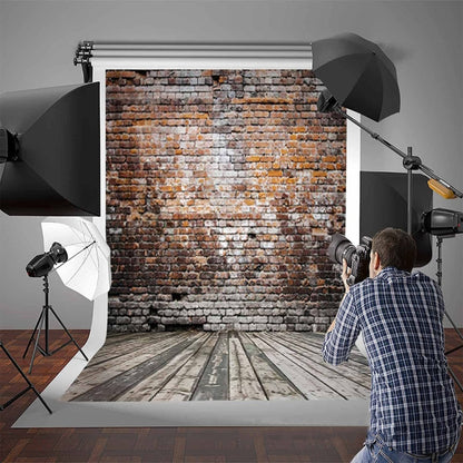 2.1m X 1.5m Brick Wall And Wooden Floor Photography Background - Brick Wall by buy2fix | Online Shopping UK | buy2fix