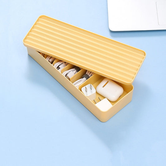 Desktop Data Cable Storage Box Dust-proof Line Box Single-layer(Yellow) - Storage Boxes by buy2fix | Online Shopping UK | buy2fix