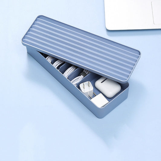 Desktop Data Cable Storage Box Dust-proof Line Box Single-layer(Blue) - Storage Boxes by buy2fix | Online Shopping UK | buy2fix