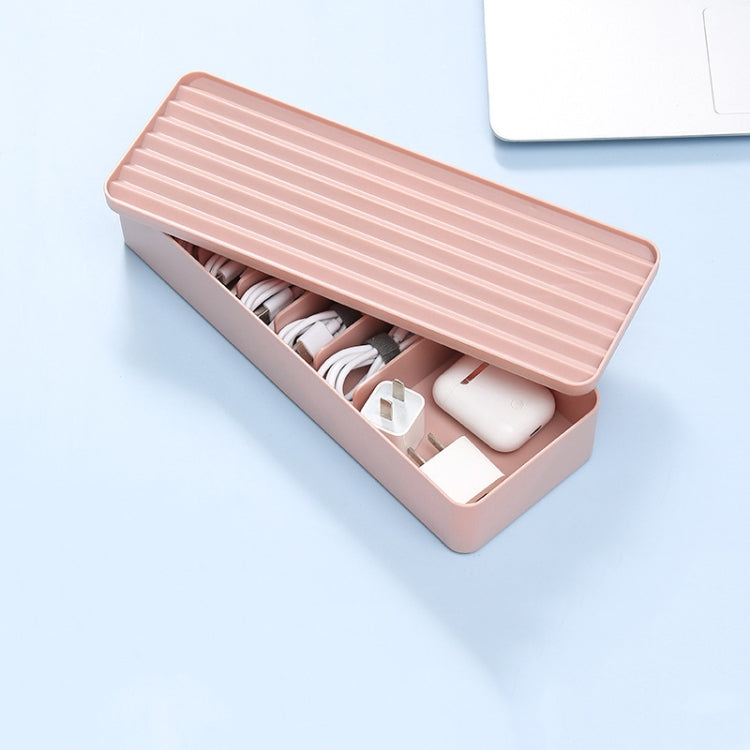 Desktop Data Cable Storage Box Dust-proof Line Box Single-layer(Pink) - Storage Boxes by buy2fix | Online Shopping UK | buy2fix