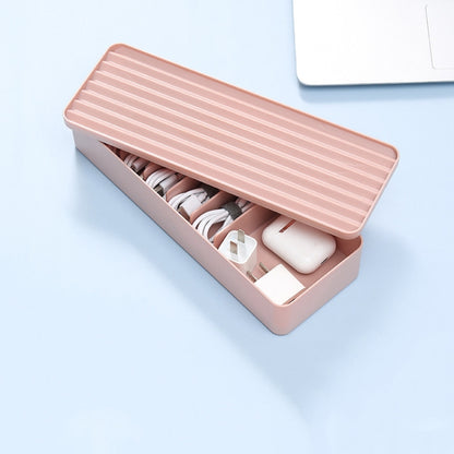 Desktop Data Cable Storage Box Dust-proof Line Box Single-layer(Pink) - Storage Boxes by buy2fix | Online Shopping UK | buy2fix