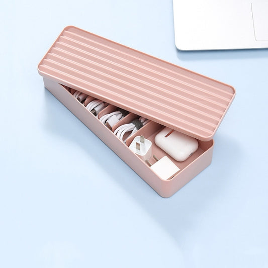 Desktop Data Cable Storage Box Dust-proof Line Box Single-layer(Pink) - Storage Boxes by buy2fix | Online Shopping UK | buy2fix