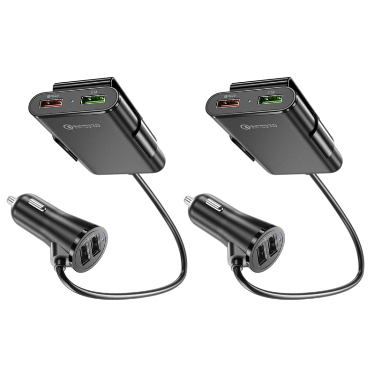 2PCS QC3.0 Four Ports Fast 5V 8A Car Charger Back Seat Charger(Black) - Car Charger by buy2fix | Online Shopping UK | buy2fix