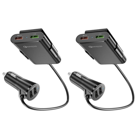 2PCS QC3.0 Four Ports Fast 5V 8A Car Charger Back Seat Charger(Black) - Car Charger by buy2fix | Online Shopping UK | buy2fix