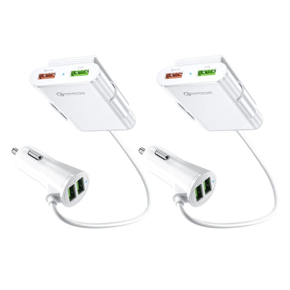 2PCS QC3.0 Four Ports Fast 5V 8A Car Charger Back Seat Charger(White) - Car Charger by buy2fix | Online Shopping UK | buy2fix