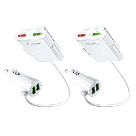 2PCS QC3.0 Four Ports Fast 5V 8A Car Charger Back Seat Charger(White) - Car Charger by buy2fix | Online Shopping UK | buy2fix