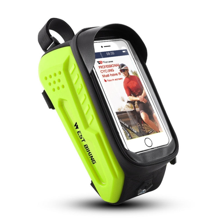 WEST BIKING Bicycle Front Bag TPU Hard Shell Riding Front Beam Bag(Fluorescent Green) by WEST BIKING