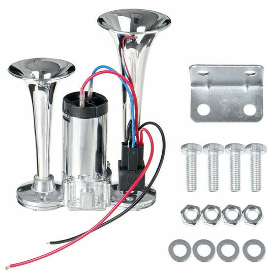 ST-1018S 600DB Double-tube Metal Conjoined Electric Pump Car Horn with Relay - Security Alarm System by buy2fix | Online Shopping UK | buy2fix