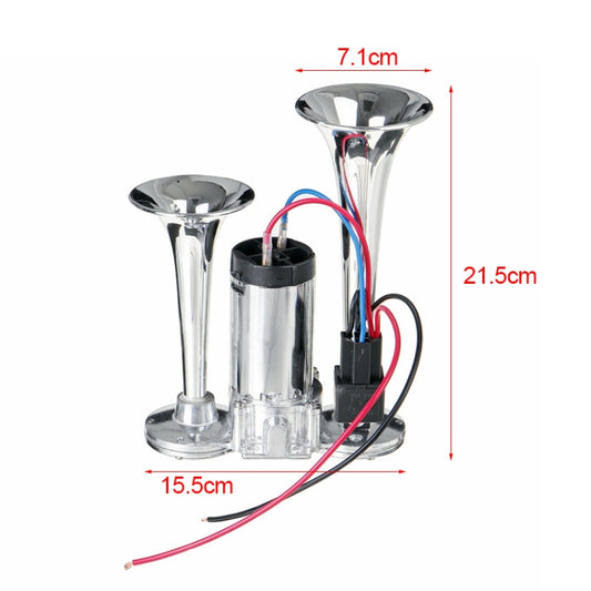 ST-1018S 600DB Double-tube Metal Conjoined Electric Pump Car Horn with Relay - Security Alarm System by buy2fix | Online Shopping UK | buy2fix