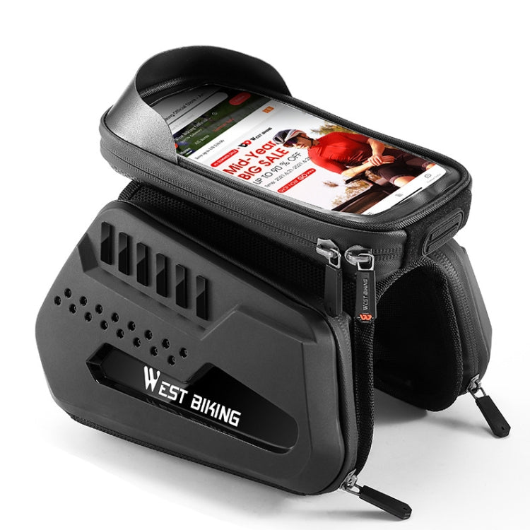 WEST BIKING Bicycle TPU Hard Shell Front Beam Bilateral Mobile Phone Bag(Black) by WEST BIKING