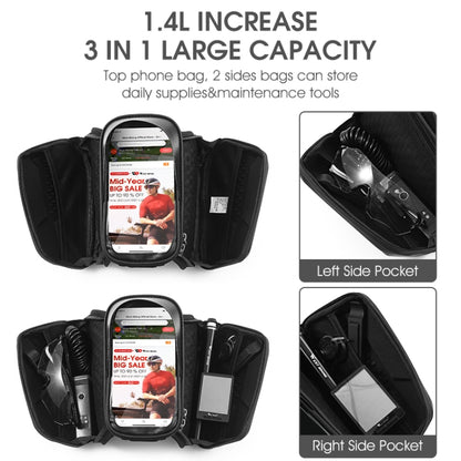 WEST BIKING Bicycle TPU Hard Shell Front Beam Bilateral Mobile Phone Bag(Black) by WEST BIKING