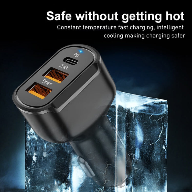 PD+2.4A Dual USB Car Charger, Style: 3 Ports (Black) - Car Charger by buy2fix | Online Shopping UK | buy2fix