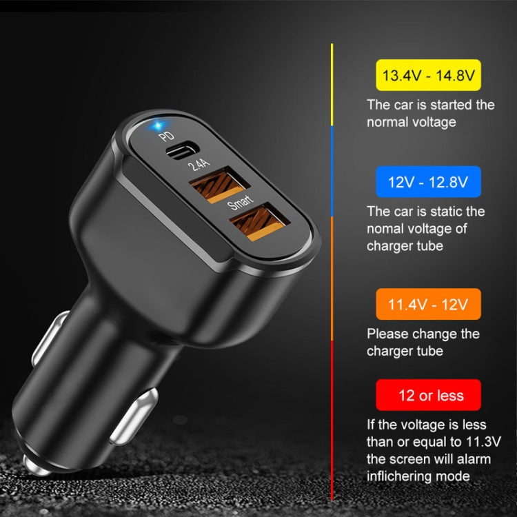 PD+2.4A Dual USB Car Charger, Style: 3 Ports (Black) - Car Charger by buy2fix | Online Shopping UK | buy2fix