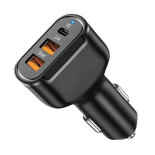 PD+2.4A Dual USB Car Charger, Style: 3 Ports (Black) - Car Charger by buy2fix | Online Shopping UK | buy2fix