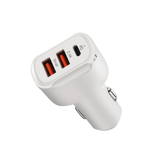 PD+2.4A Dual USB Car Charger, Style: 3 Ports (White) - Car Charger by buy2fix | Online Shopping UK | buy2fix