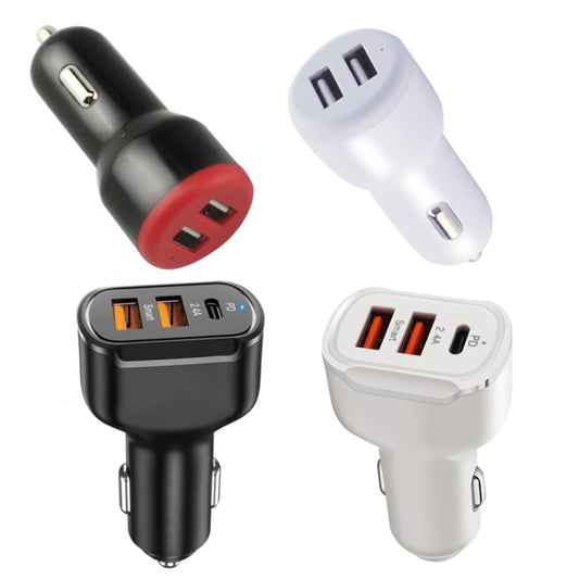 PD+2.4A Dual USB Car Charger, Style: 3 Ports (White) - Car Charger by buy2fix | Online Shopping UK | buy2fix