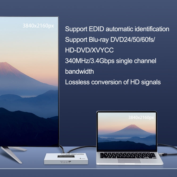 DTECH DT-7144A HDMI 2.0 1 In 4 Out 4K X 2K HD Video Splitter, CN Plug by buy2fix