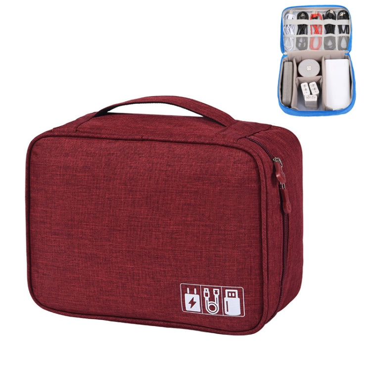 Multifunctional Cationic Digital U Disk Data Cable Storage Bag(Wine Red) by buy2fix