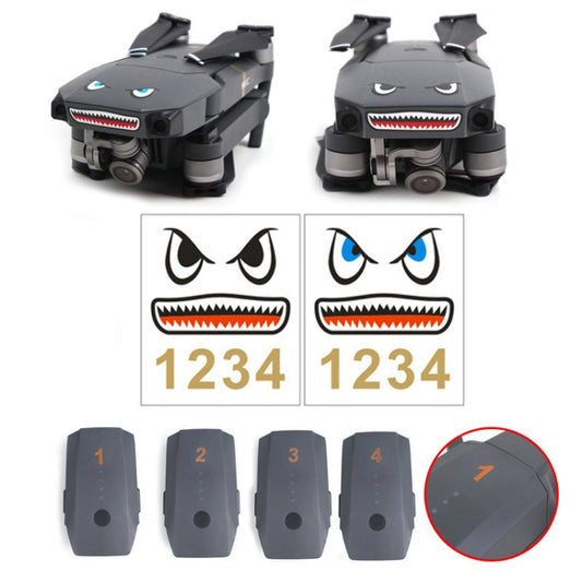 3 Sets Drone Shark Emoticon Body Sticker Battery Sticker(Blue Black) - Stickers by buy2fix | Online Shopping UK | buy2fix