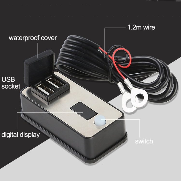Digital Display Dual USB Universal Waterproof Motorcycle Mobile Phone Charger(2.4A 12-24V) - Battery Charger by buy2fix | Online Shopping UK | buy2fix