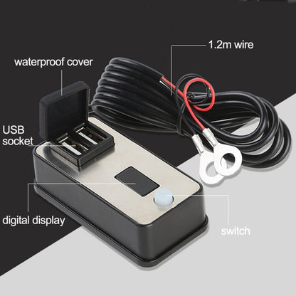 Digital Display Dual USB Universal Waterproof Motorcycle Mobile Phone Charger(2.4A 12-24V) - Battery Charger by buy2fix | Online Shopping UK | buy2fix