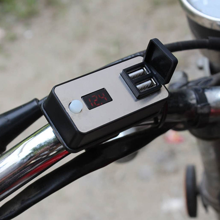 Digital Display Dual USB Universal Waterproof Motorcycle Mobile Phone Charger(2.4A 12-24V) - Battery Charger by buy2fix | Online Shopping UK | buy2fix