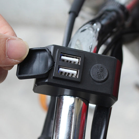 Chargeur de téléphone portable double USB pour moto 5V 3A charge rapide (noir)