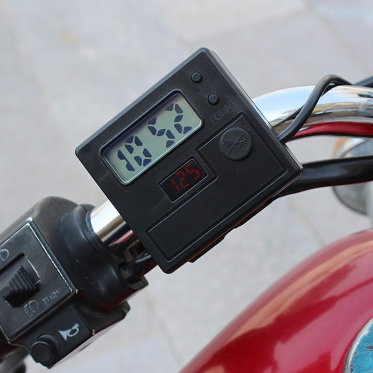 Motorcycle Clock Digital Display Dual USB Phone Charger Waterproof 5V 3A Fast Charge(Black) - Battery Charger by buy2fix | Online Shopping UK | buy2fix