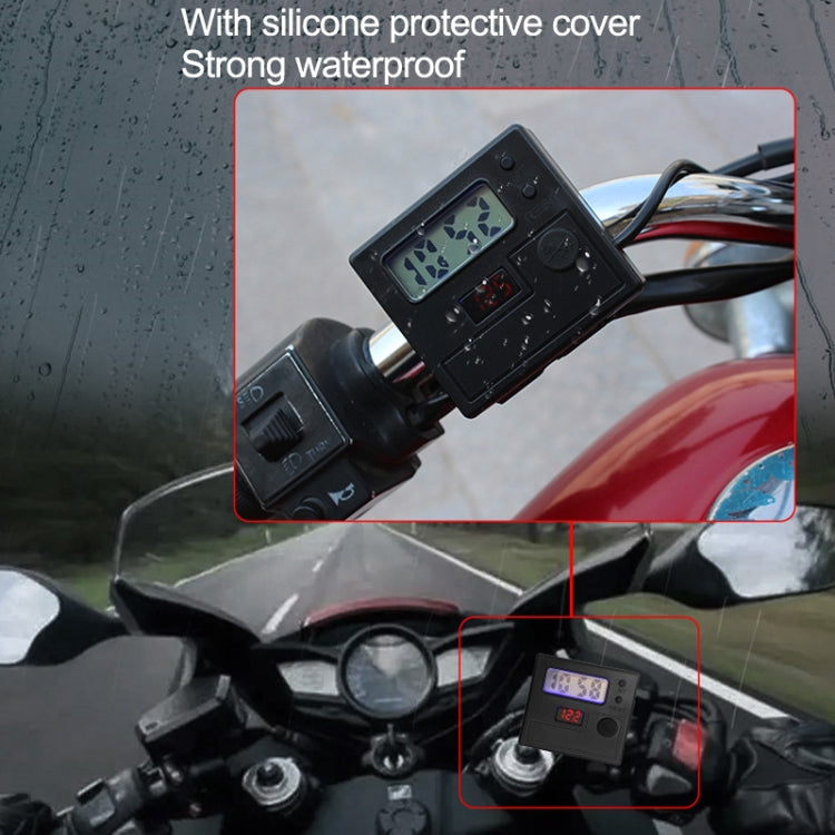 Motorcycle Clock Digital Display Dual USB Phone Charger Waterproof 5V 3A Fast Charge(Black) - Battery Charger by buy2fix | Online Shopping UK | buy2fix