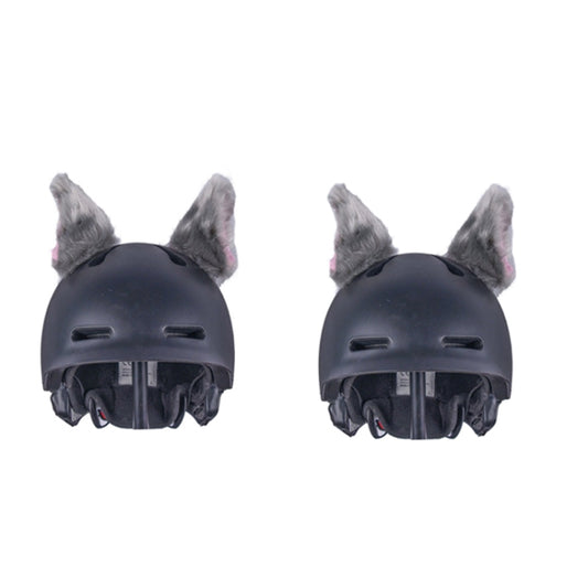 4PCS Motorcycle Plush Ear Helmet Decoration(Light Gray) - Ornamental Parts by buy2fix | Online Shopping UK | buy2fix