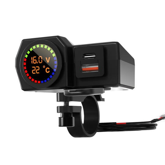 WUPP CS-1747A2 Affichage numérique de la température de la tension de la moto Chargeur de téléphone USB + Type-C