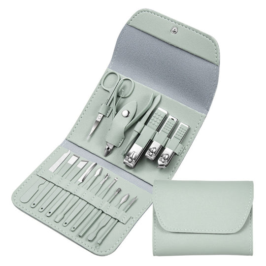 Nail Art Tool Set Nail Clippers Dead Skin Scissors Manicure Tool, Specification: 16 In 1 Green