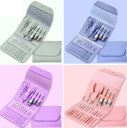 Nail Art Tool Set Nail Clippers Dead Skin Scissors Manicure Tool, Specification: 16 In 1 Green - Nail Clipper by buy2fix | Online Shopping UK | buy2fix