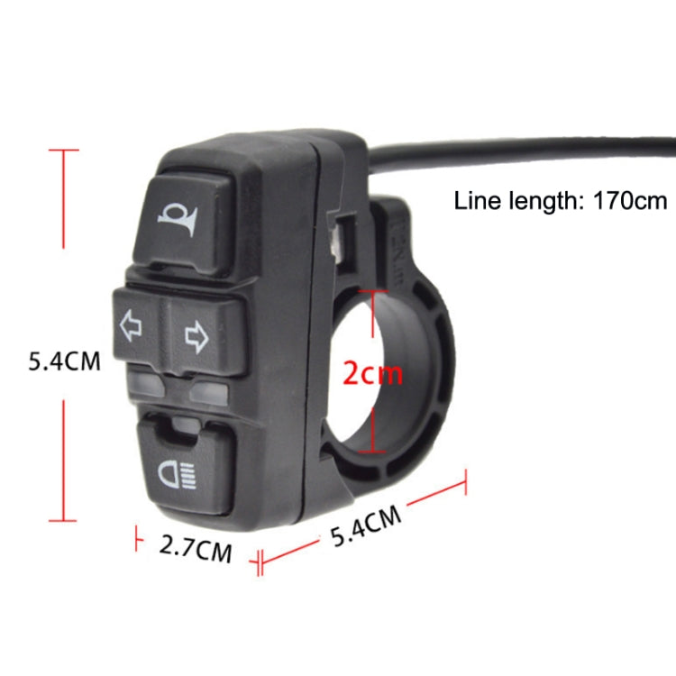 3 In 1 Switch Mountain Car Skateboard Horn Headlights Turn Switch(48V) - Electrical Instruments by buy2fix | Online Shopping UK | buy2fix